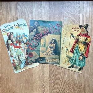 NWT 3 Vintage Children’s Books on Linen - Cinderella, Snow White & Mother Goose